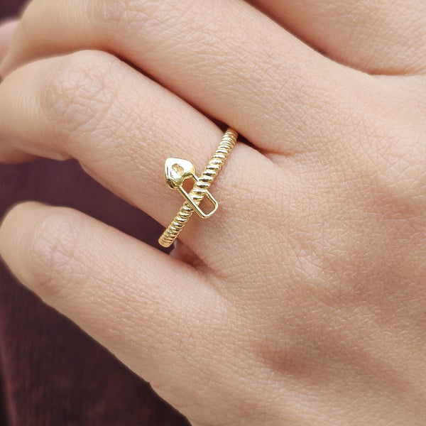 Valentine's clip x heart Ring in 18K gold K-R407G