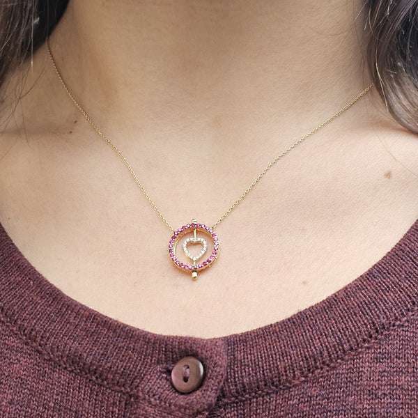 Valentine's heart wrapped with rubies necklace in 18K gold - K-P263S