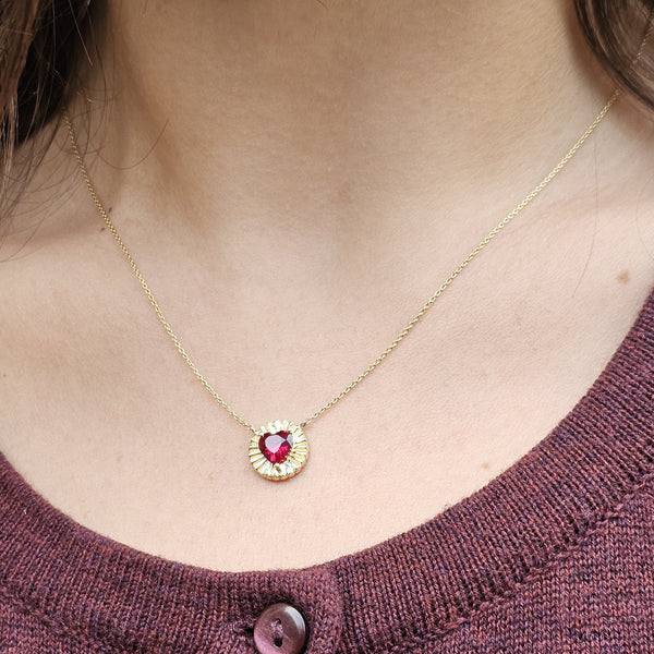 Valentine's Ruby heart emblem Necklace in 18K gold K-P264GS