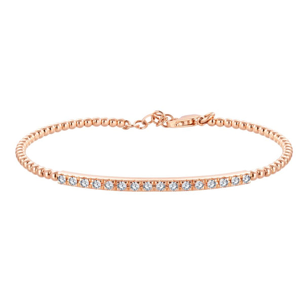 Beaded half tennis bracelet in 18k Rose gold - YT246062BA