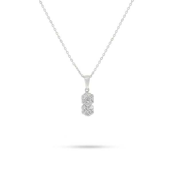 Shinny Dangling Diamond Necklace in 18K White Gold - FB15-P