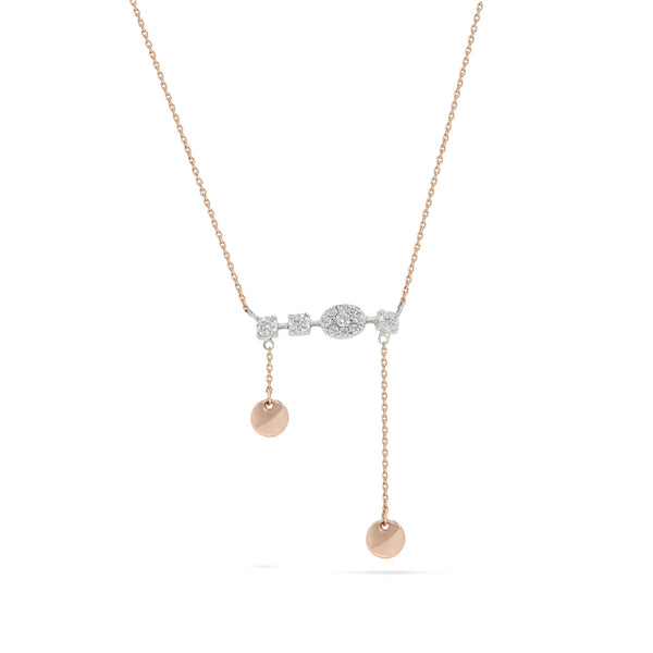 Dangling Diamond Celestial in white and rose necklace in 18K Rose Gold - SIR1588P