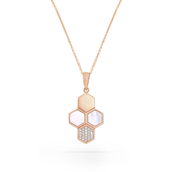 Dangling Geometrical Shaped Necklace in 18K Rose Gold - P33406P