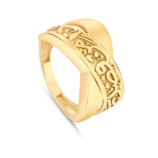 18K Yellow Gold Arabic Calligraphy Ring - K-R317G/B - KLEO-BY-THE-JEWELRY-HOUSE
