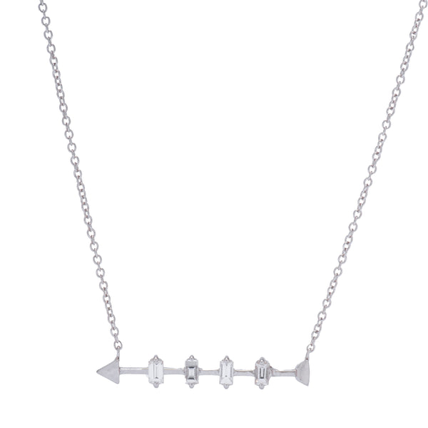 Baguette arrow necklace in 18k white gold - SIR1546