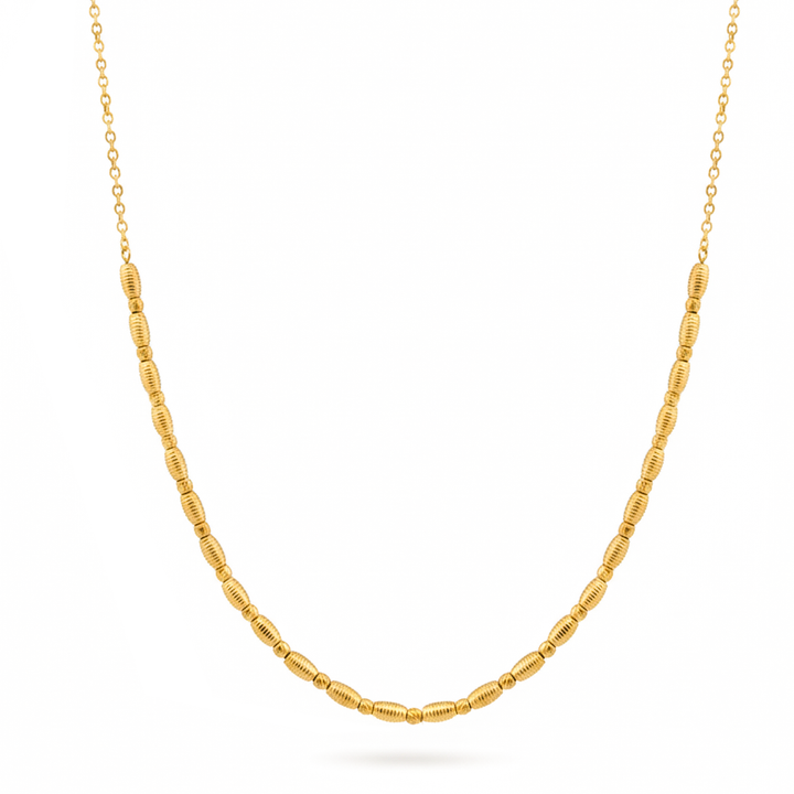 18k Yellow Gold Textured Bead Necklace - MOH671N/A