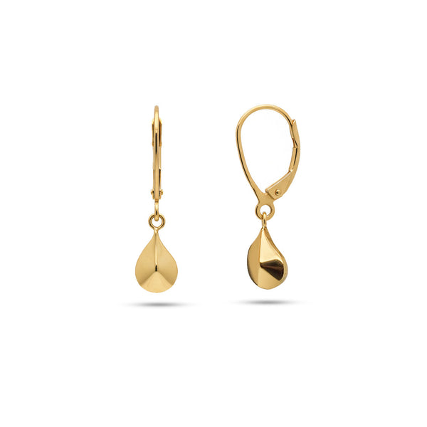 18K Yellow Gold Teardrop Leverback Earrings - MOH673E/A