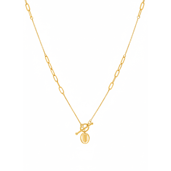18k Yellow Gold Paperclip Chain Toggle Necklace - MOH681N/A