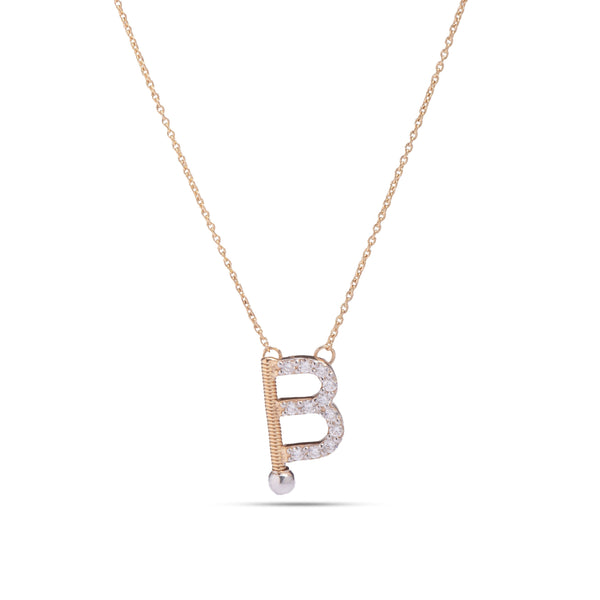 Diamond B initial necklace in 18k yellow gold - SIR1661P