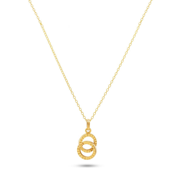 18K Yellow Gold Interlocking Circles Pendant Necklace - P23CH0285