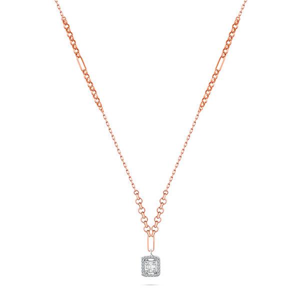 Unique frame chained necklace in 18K Rose Gold - HP143