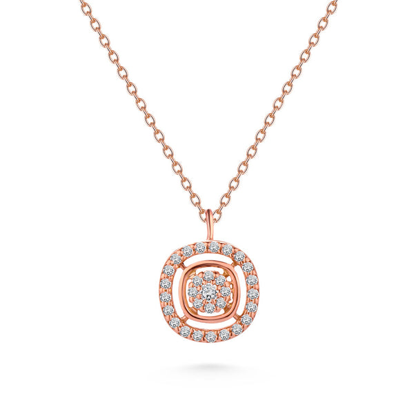 Classic Summer dangling Diamond Necklace comes with a set in 18k Rose Gold - S-P370S