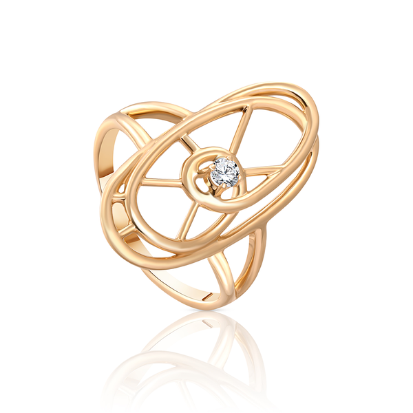 Tirette ring with 1 round brilliant diamond on center for you in 18k Rose Gold - S-R162S