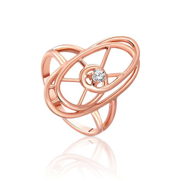 Tirette ring with 1 round brilliant diamond on center for you in 18k Rose Gold - S-R162S