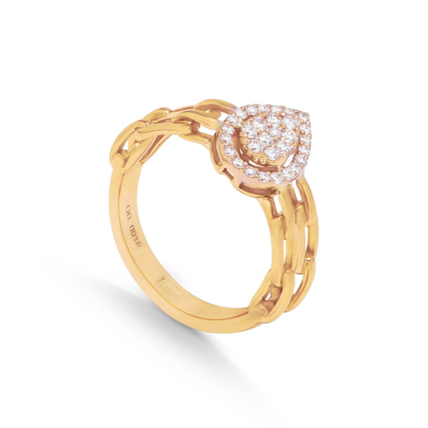 Pear shape Diamond Ring in 18k Yellow Gold - S-X08R