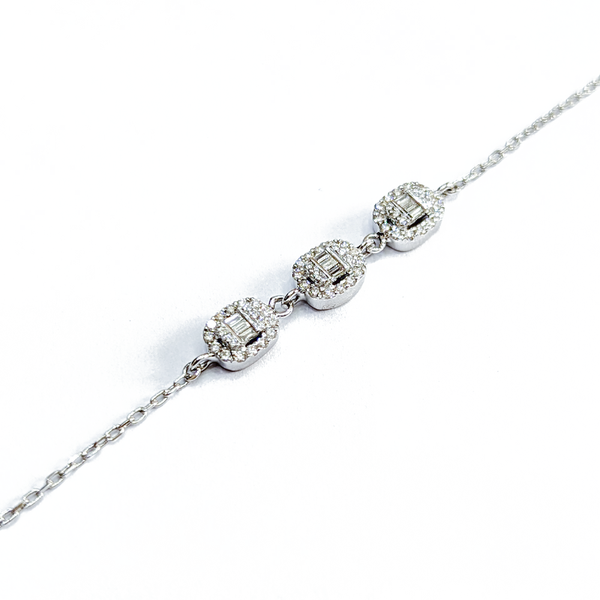 3 Connected Diamond units Bracelet in 18k White Gold - S-X17B