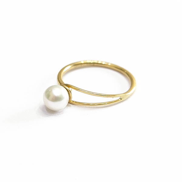 Beautiful Simple Round Pearl Ring in 18K Rose Gold - S-X26R
