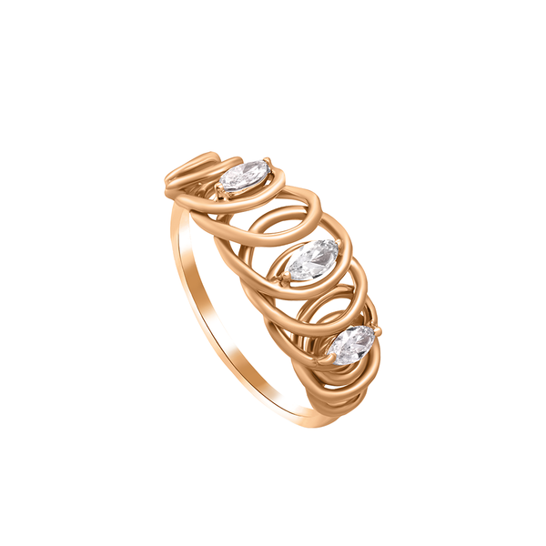 Tirette Princess Interlacing with 3 Marquise diamond in 18K ROSE Gold - S-X43R