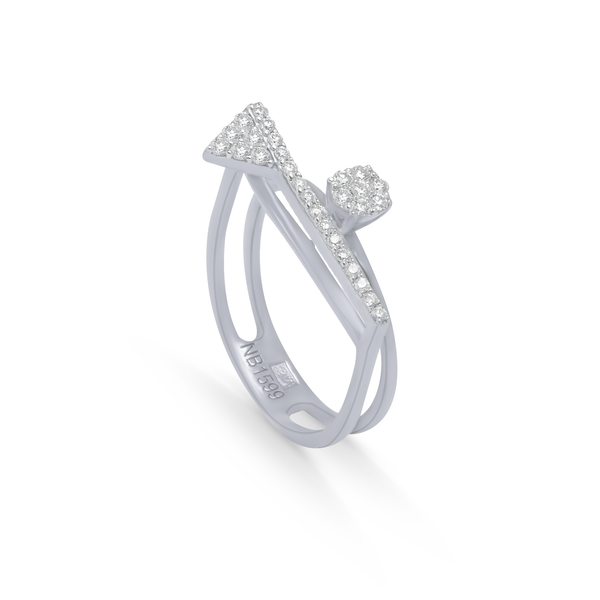 Unique Diamond Ring with a bar full of diamonds in 18k White Gold - SIR1506R