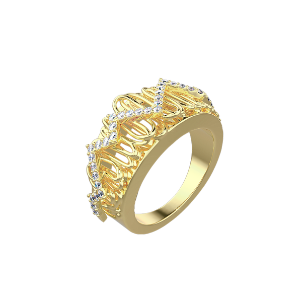 Tirette dazzling Diamond zigzag ring in Yellow 18K Gold - SIR768E