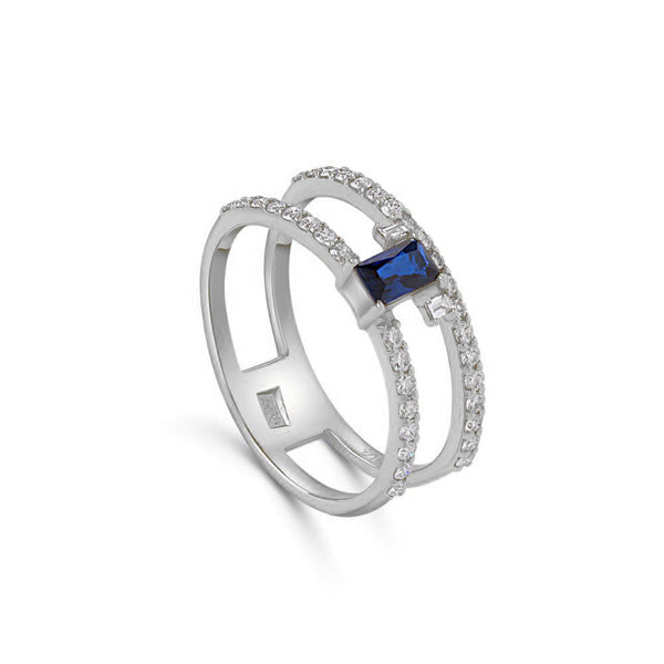 Confetti 18k White Gold Diamond Ring and Multi Colored Stones - S-R440X