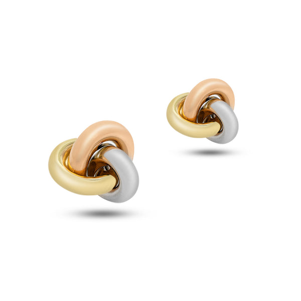 18K Tri Gold Soft Linked Knot Earrings - X1U198052/E