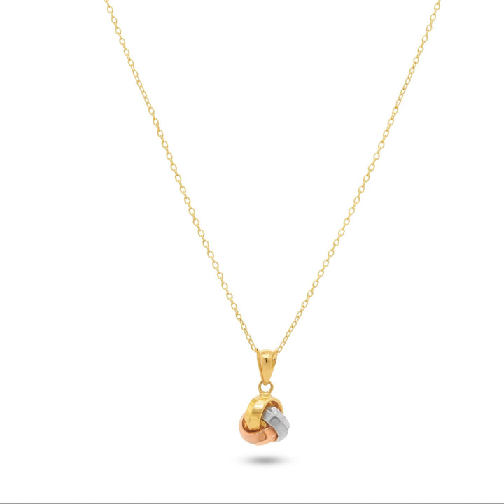 18K Tri Color Faceted Knot Pendant Necklace - X2U208003/N