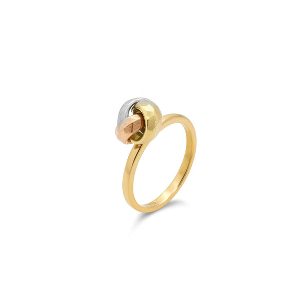 18K Tri Color Faceted Knot Ring - X2U208003/R