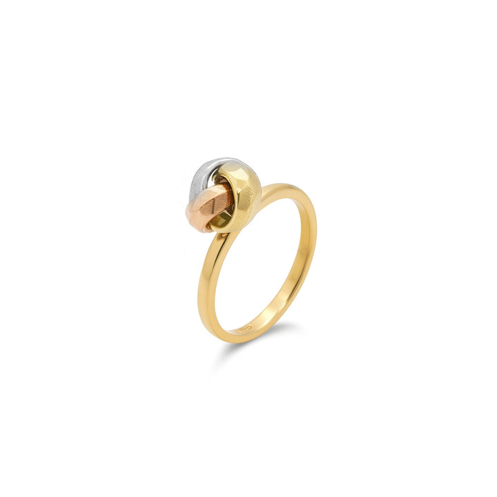 18K Tri Color Faceted Knot Ring - X2U208003/R