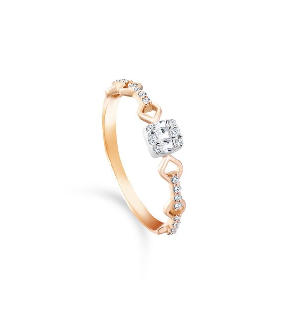 Half diamonded Ring in 18K Yellow Gold - S-R222S