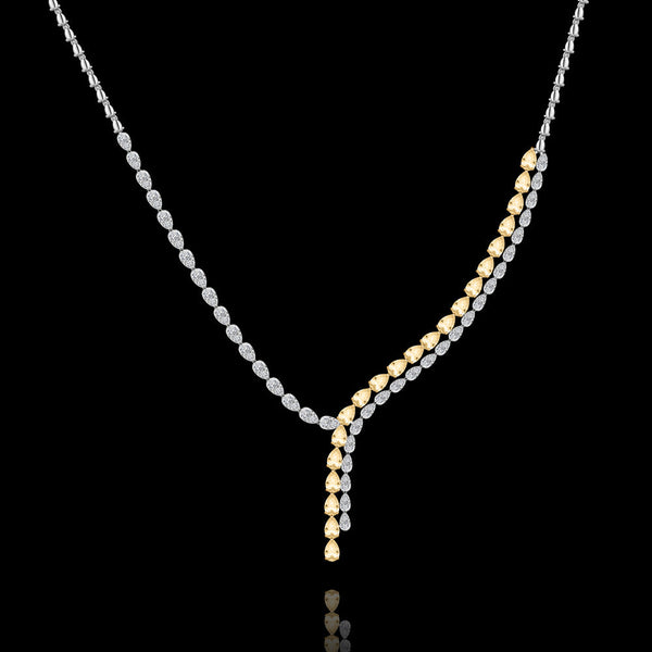 Lariat colleir layered with marquise yellow and brilliant diamonds - NADL-NK