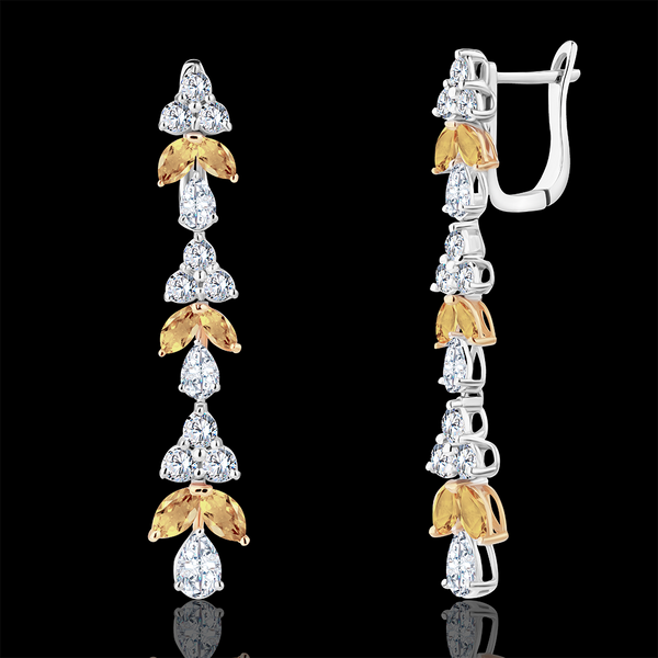 Dangling earrings mixing between fancy yellow marquise and round stones  - SADER/J